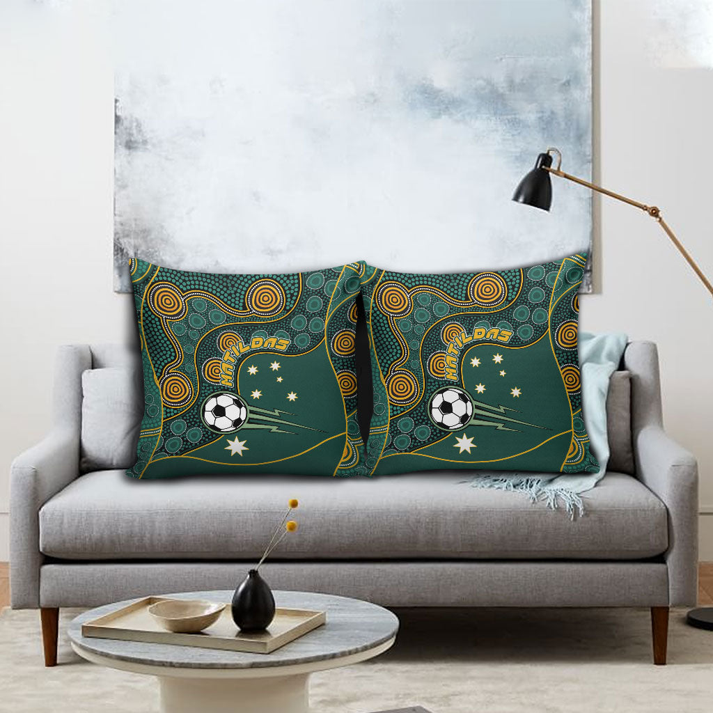 Matildas Game On Pillow Cover Indigenous Dot Art Soccer Ball With Southern Cross Stars