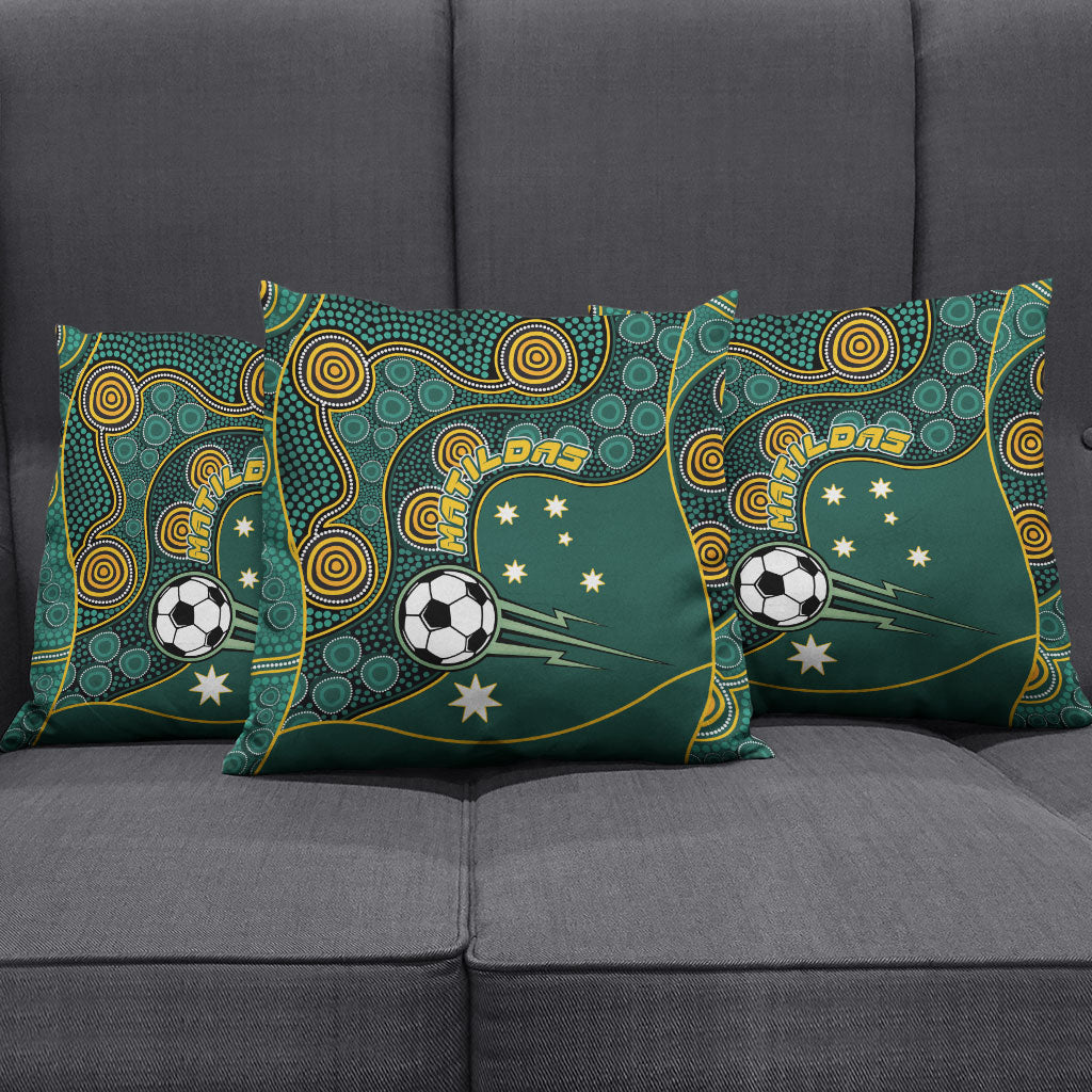 Matildas Game On Pillow Cover Indigenous Dot Art Soccer Ball With Southern Cross Stars
