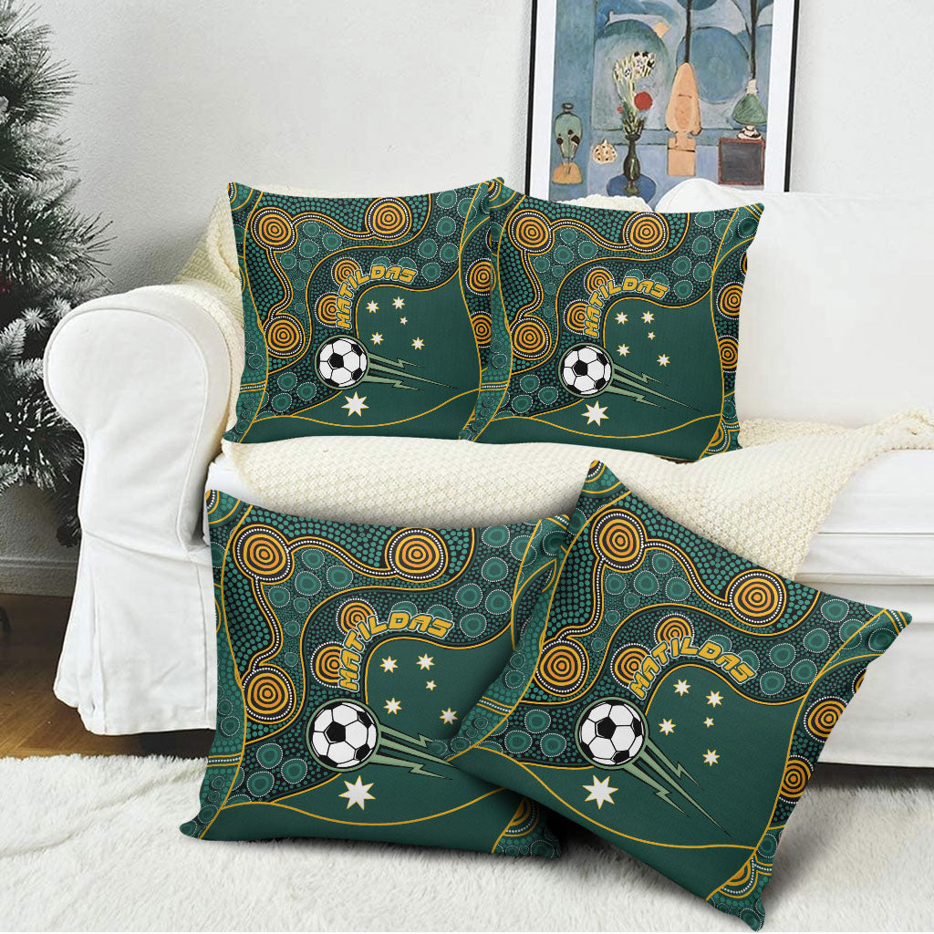 Matildas Game On Pillow Cover Indigenous Dot Art Soccer Ball With Southern Cross Stars