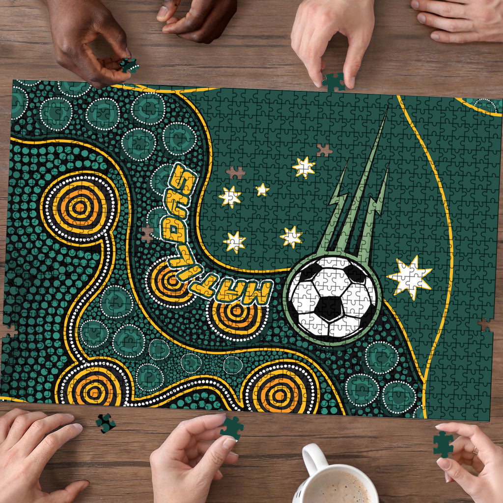 Matildas Game On Puzzle Indigenous Dot Art Soccer Ball With Southern Cross Stars