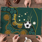 Matildas Game On Puzzle Indigenous Dot Art Soccer Ball With Southern Cross Stars