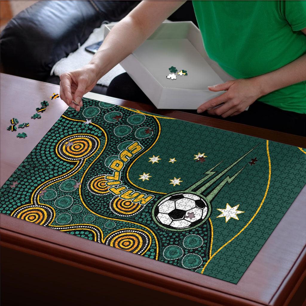 Matildas Game On Puzzle Indigenous Dot Art Soccer Ball With Southern Cross Stars