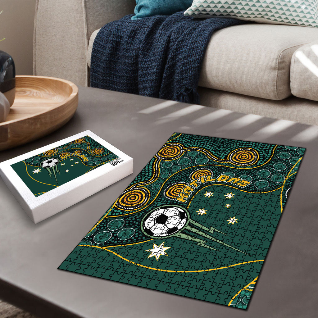 Matildas Game On Puzzle Indigenous Dot Art Soccer Ball With Southern Cross Stars