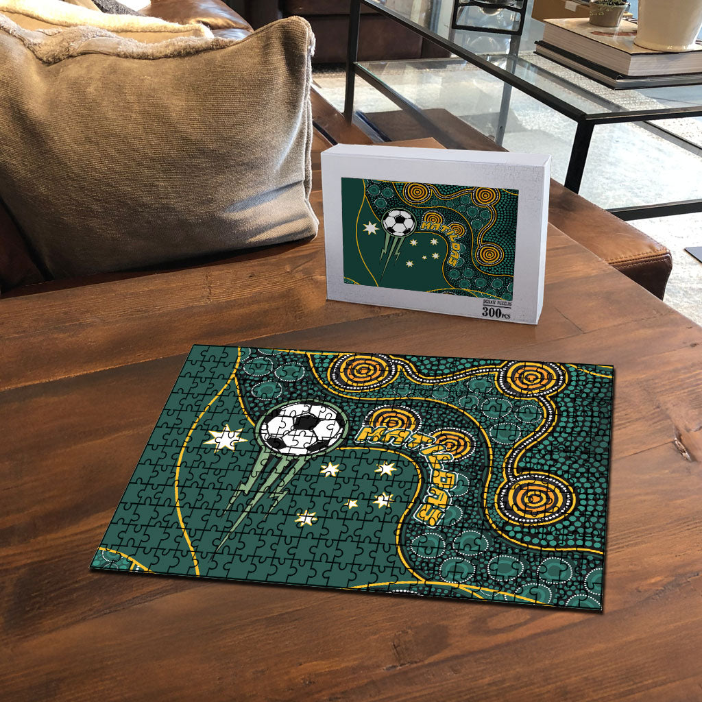 Matildas Game On Puzzle Indigenous Dot Art Soccer Ball With Southern Cross Stars