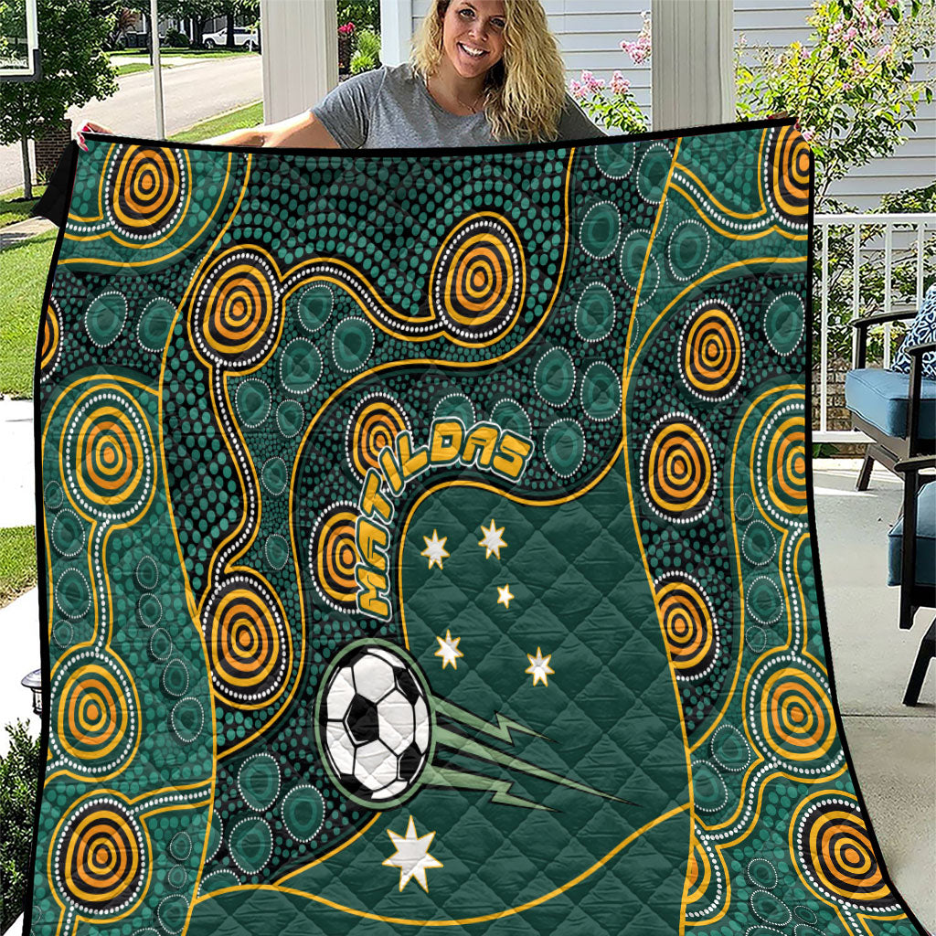 Matildas Game On Quilt Indigenous Dot Art Soccer Ball With Southern Cross Stars