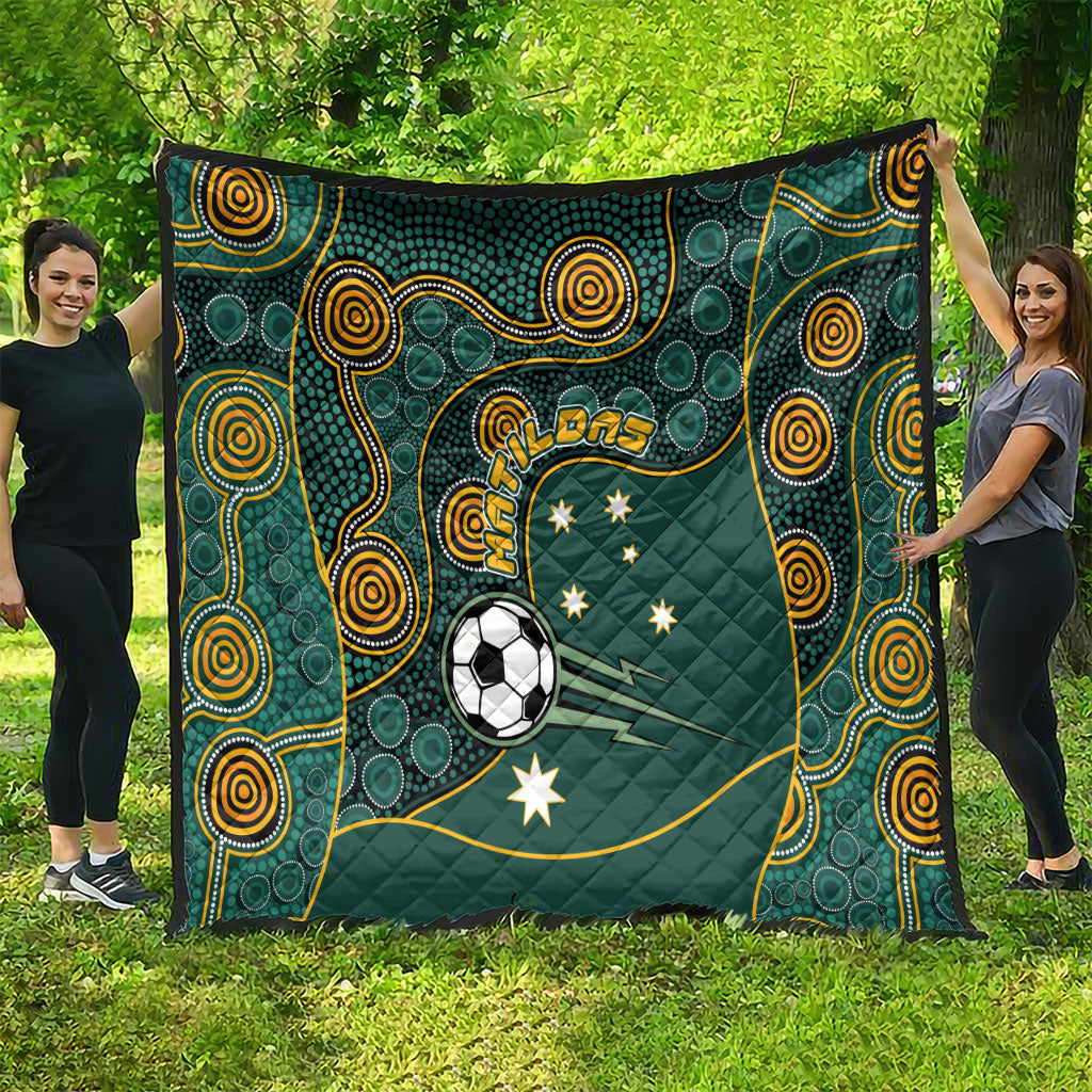 Matildas Game On Quilt Indigenous Dot Art Soccer Ball With Southern Cross Stars