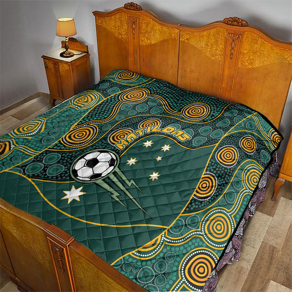 Matildas Game On Quilt Indigenous Dot Art Soccer Ball With Southern Cross Stars