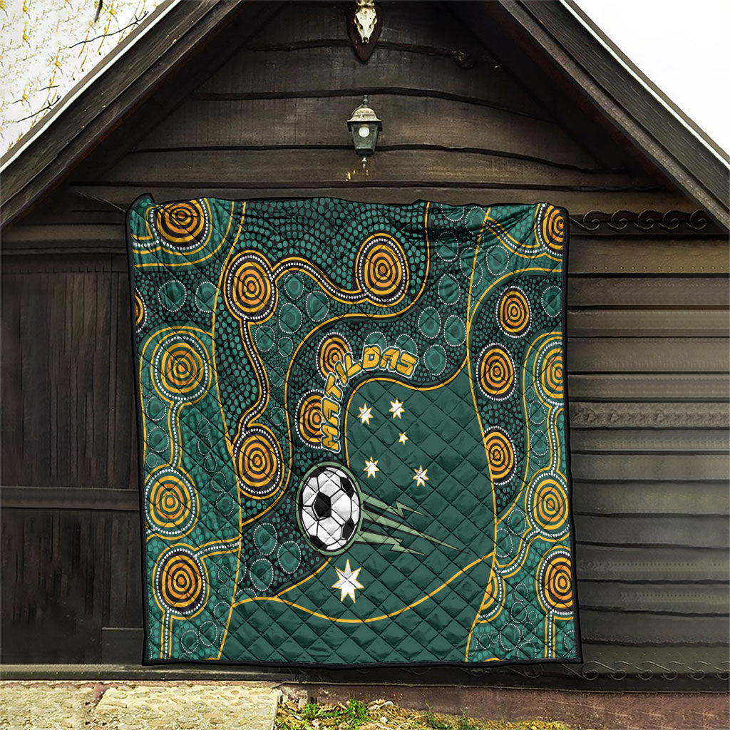Matildas Game On Quilt Indigenous Dot Art Soccer Ball With Southern Cross Stars