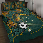 Matildas Game On Quilt Bed Set Indigenous Dot Art Soccer Ball With Southern Cross Stars