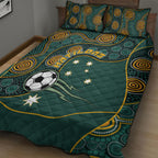 Matildas Game On Quilt Bed Set Indigenous Dot Art Soccer Ball With Southern Cross Stars