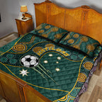 Matildas Game On Quilt Bed Set Indigenous Dot Art Soccer Ball With Southern Cross Stars