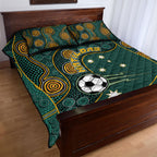 Matildas Game On Quilt Bed Set Indigenous Dot Art Soccer Ball With Southern Cross Stars