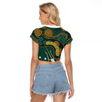 Matildas Game On Raglan Cropped T Shirt Indigenous Dot Art Soccer Ball With Southern Cross Stars