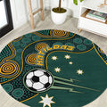 Matildas Game On Round Carpet Indigenous Dot Art Soccer Ball With Southern Cross Stars