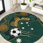 Matildas Game On Round Carpet Indigenous Dot Art Soccer Ball With Southern Cross Stars