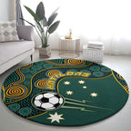 Matildas Game On Round Carpet Indigenous Dot Art Soccer Ball With Southern Cross Stars