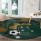 Matildas Game On Round Carpet Indigenous Dot Art Soccer Ball With Southern Cross Stars