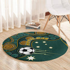 Matildas Game On Round Carpet Indigenous Dot Art Soccer Ball With Southern Cross Stars