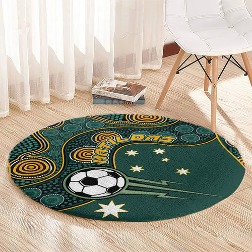 Matildas Game On Round Carpet Indigenous Dot Art Soccer Ball With Southern Cross Stars