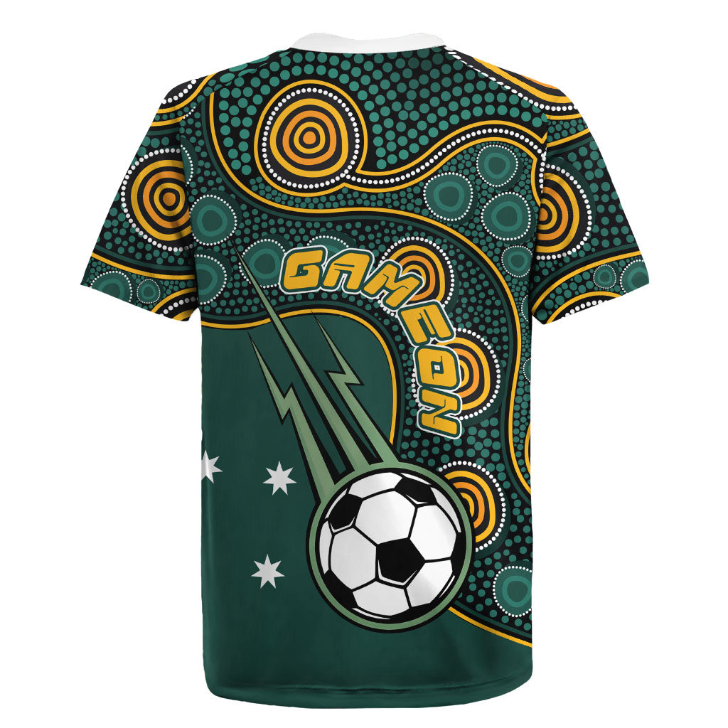 Matildas Game On Rugby Jersey Indigenous Dot Art Soccer Ball With Southern Cross Stars