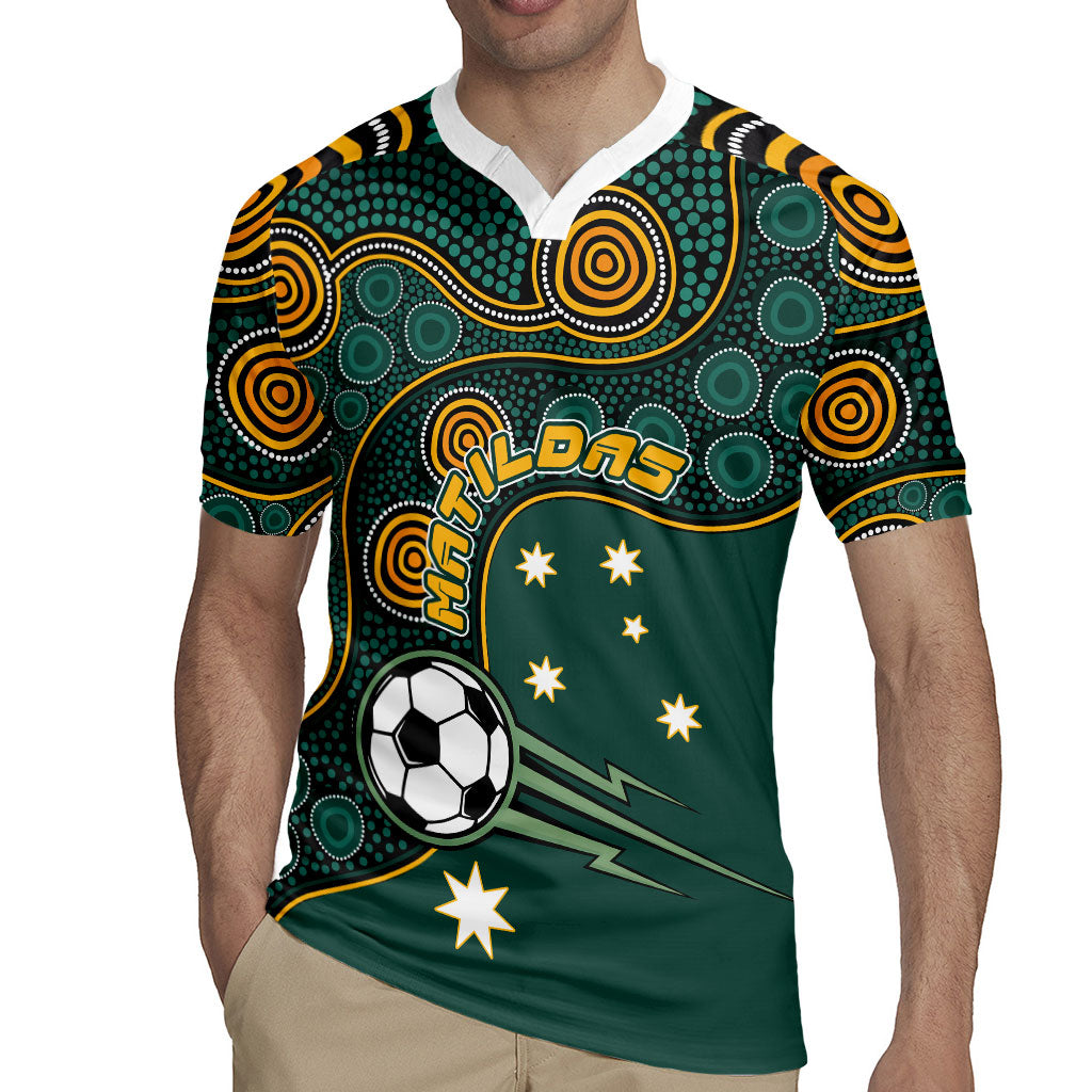 Matildas Game On Rugby Jersey Indigenous Dot Art Soccer Ball With Southern Cross Stars