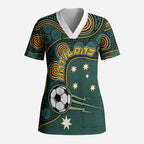 Matildas Game On Scrub Top Indigenous Dot Art Soccer Ball With Southern Cross Stars