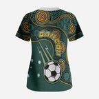 Matildas Game On Scrub Top Indigenous Dot Art Soccer Ball With Southern Cross Stars