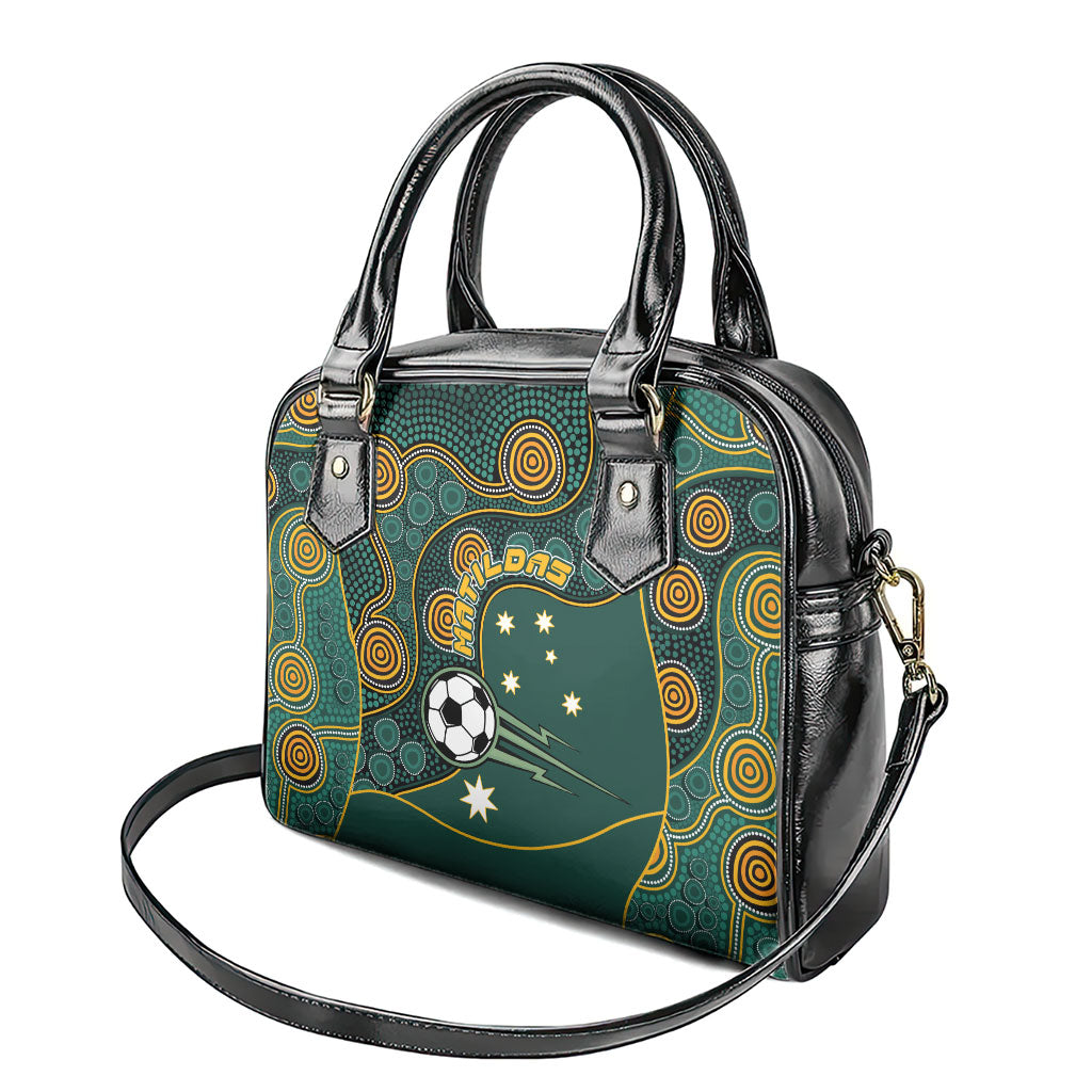 Matildas Game On Shoulder Handbag Indigenous Dot Art Soccer Ball With Southern Cross Stars