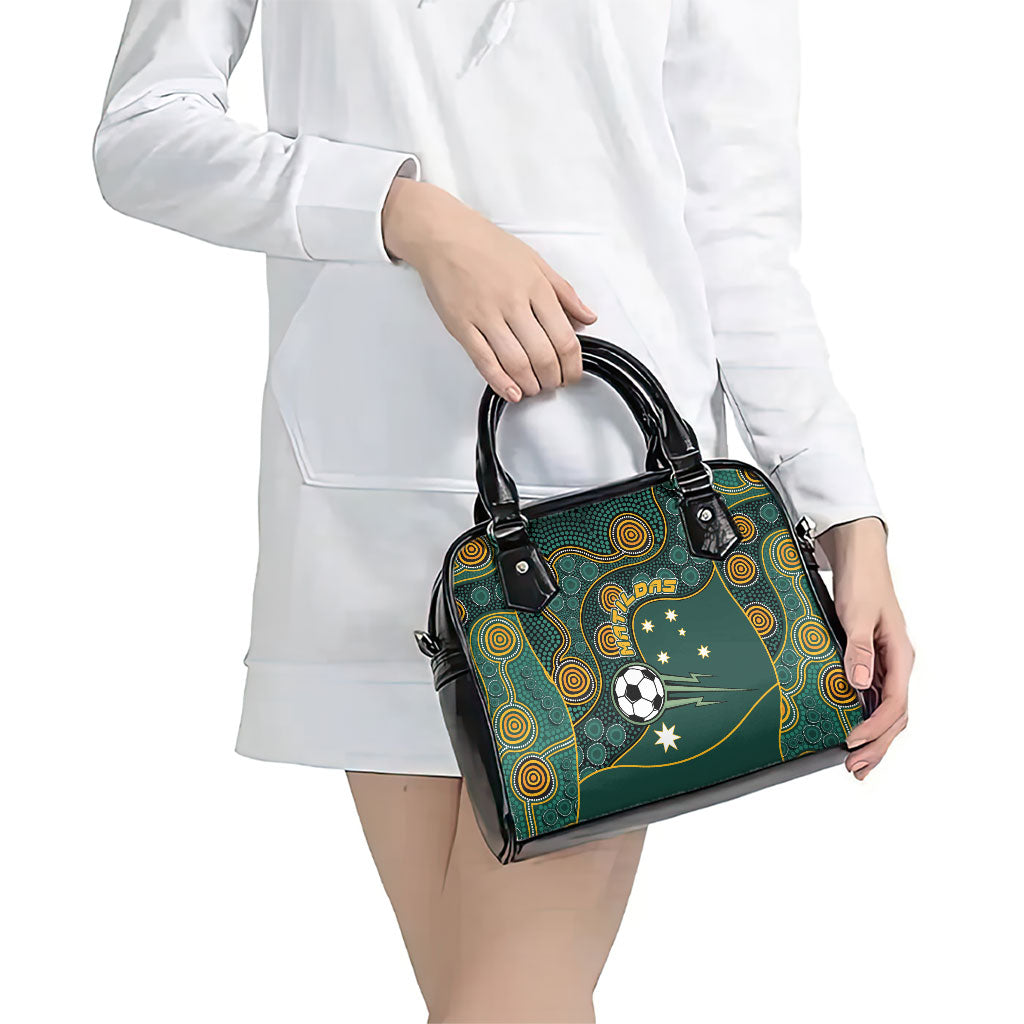 Matildas Game On Shoulder Handbag Indigenous Dot Art Soccer Ball With Southern Cross Stars