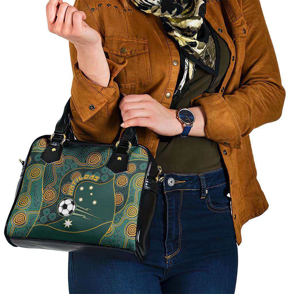 Matildas Game On Shoulder Handbag Indigenous Dot Art Soccer Ball With Southern Cross Stars