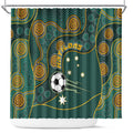Matildas Game On Shower Curtain Indigenous Dot Art Soccer Ball With Southern Cross Stars