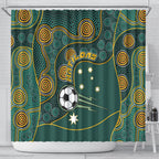 Matildas Game On Shower Curtain Indigenous Dot Art Soccer Ball With Southern Cross Stars