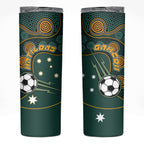 Matildas Game On Skinny Tumbler Indigenous Dot Art Soccer Ball With Southern Cross Stars