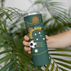 Matildas Game On Skinny Tumbler Indigenous Dot Art Soccer Ball With Southern Cross Stars