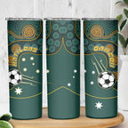 Matildas Game On Skinny Tumbler Indigenous Dot Art Soccer Ball With Southern Cross Stars