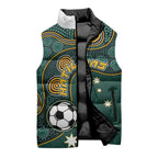 Matildas Game On Sleeveless Puffer Jacket Indigenous Dot Art Soccer Ball With Southern Cross Stars