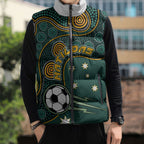 Matildas Game On Sleeveless Puffer Jacket Indigenous Dot Art Soccer Ball With Southern Cross Stars