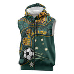 Matildas Game On Sleeveless Zip Hoodie Indigenous Dot Art Soccer Ball With Southern Cross Stars
