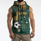 Matildas Game On Sleeveless Zip Hoodie Indigenous Dot Art Soccer Ball With Southern Cross Stars