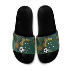 Matildas Game On Slide Sandals Indigenous Dot Art Soccer Ball With Southern Cross Stars