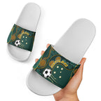 Matildas Game On Slide Sandals Indigenous Dot Art Soccer Ball With Southern Cross Stars