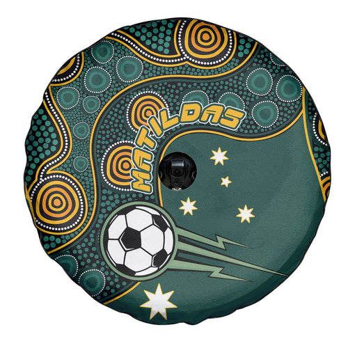 Matildas Game On Spare Tire Cover Indigenous Dot Art Soccer Ball With Southern Cross Stars