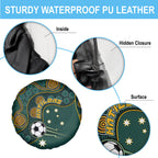 Matildas Game On Spare Tire Cover Indigenous Dot Art Soccer Ball With Southern Cross Stars