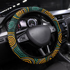 Matildas Game On Steering Wheel Cover Indigenous Dot Art Soccer Ball With Southern Cross Stars