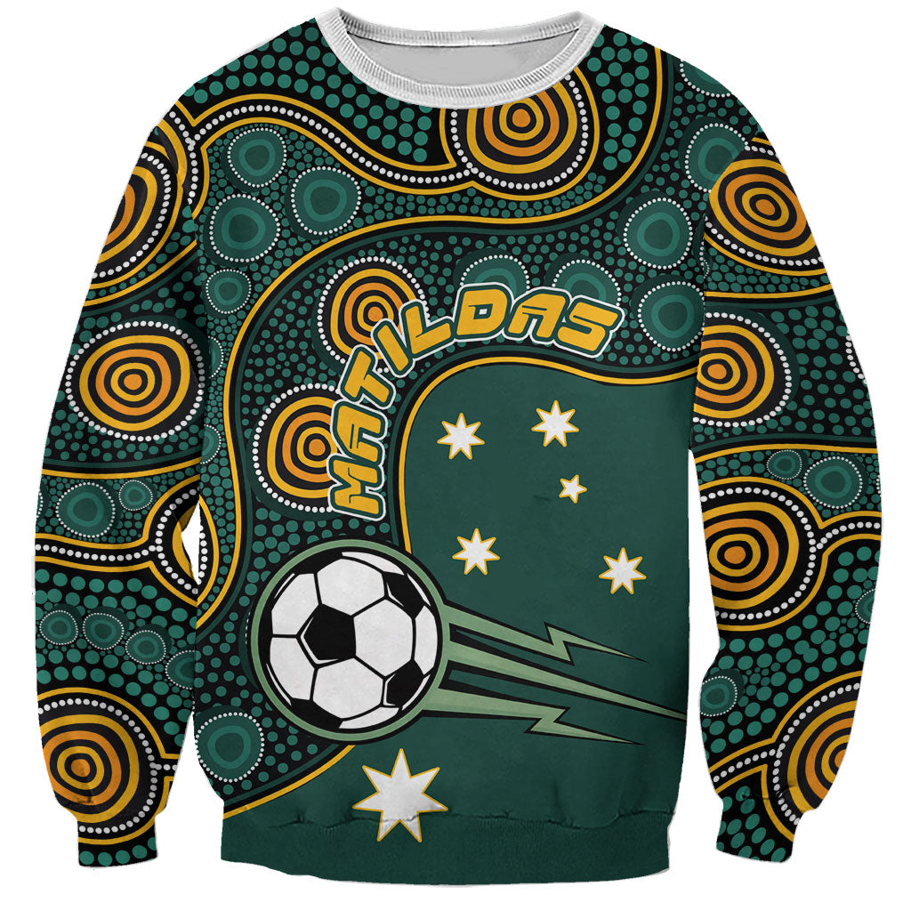 Matildas Game On Sweatshirt Indigenous Dot Art Soccer Ball With Southern Cross Stars