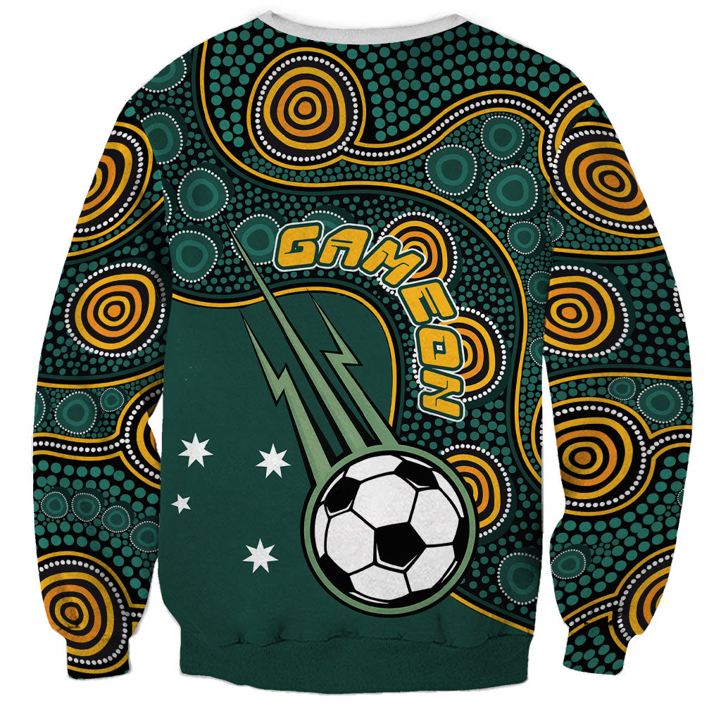 Matildas Game On Sweatshirt Indigenous Dot Art Soccer Ball With Southern Cross Stars