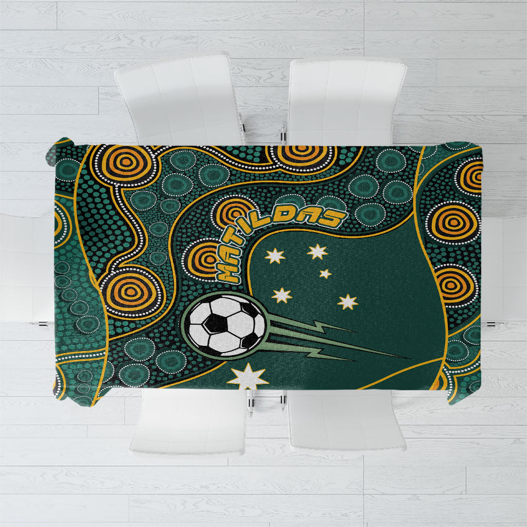 Matildas Game On Tablecloth Indigenous Dot Art Soccer Ball With Southern Cross Stars