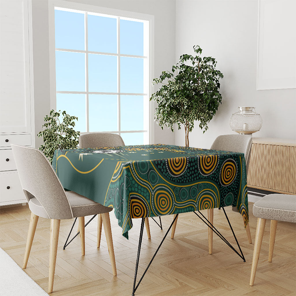 Matildas Game On Tablecloth Indigenous Dot Art Soccer Ball With Southern Cross Stars
