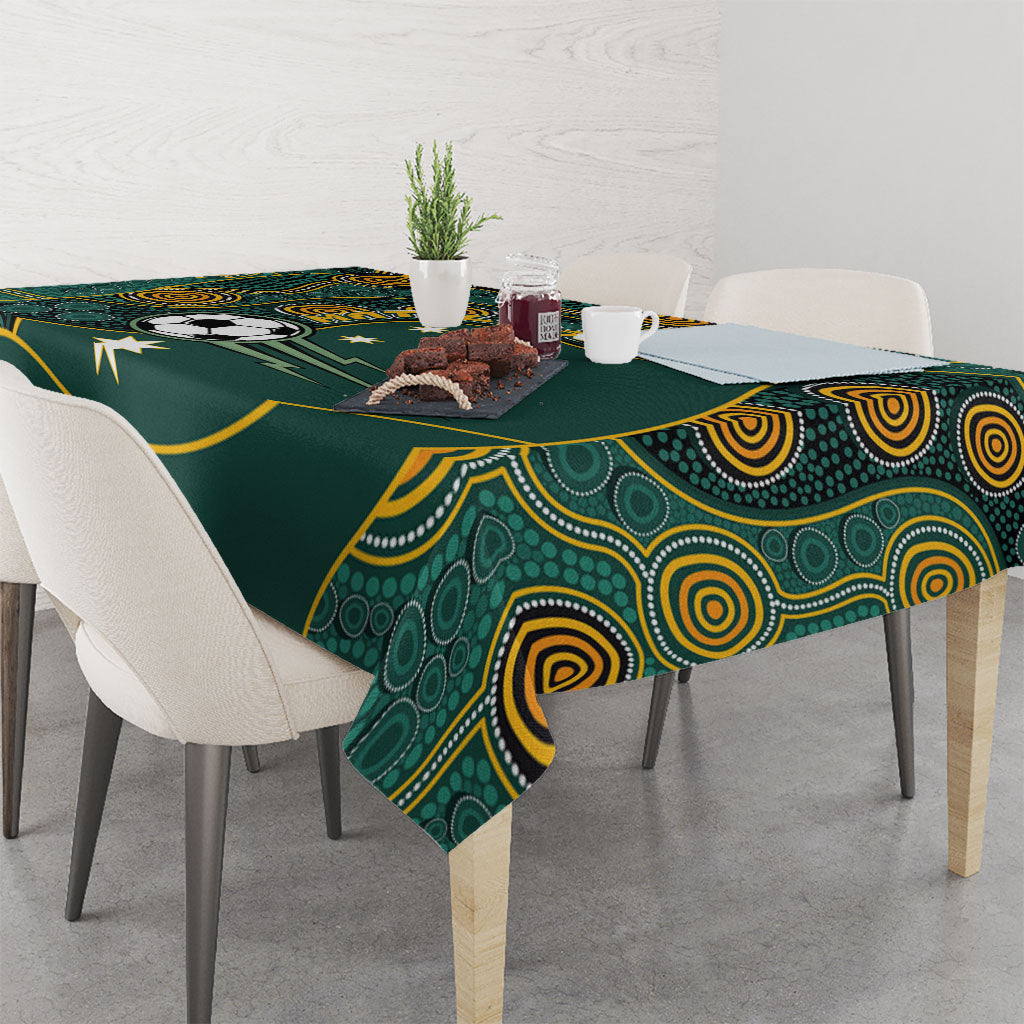 Matildas Game On Tablecloth Indigenous Dot Art Soccer Ball With Southern Cross Stars