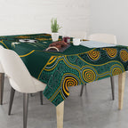 Matildas Game On Tablecloth Indigenous Dot Art Soccer Ball With Southern Cross Stars